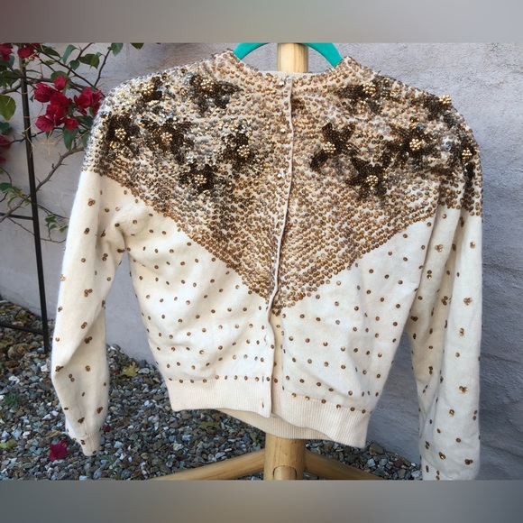 Vintage 1950s beaded and sequin cardigan - Picture 6 of 14